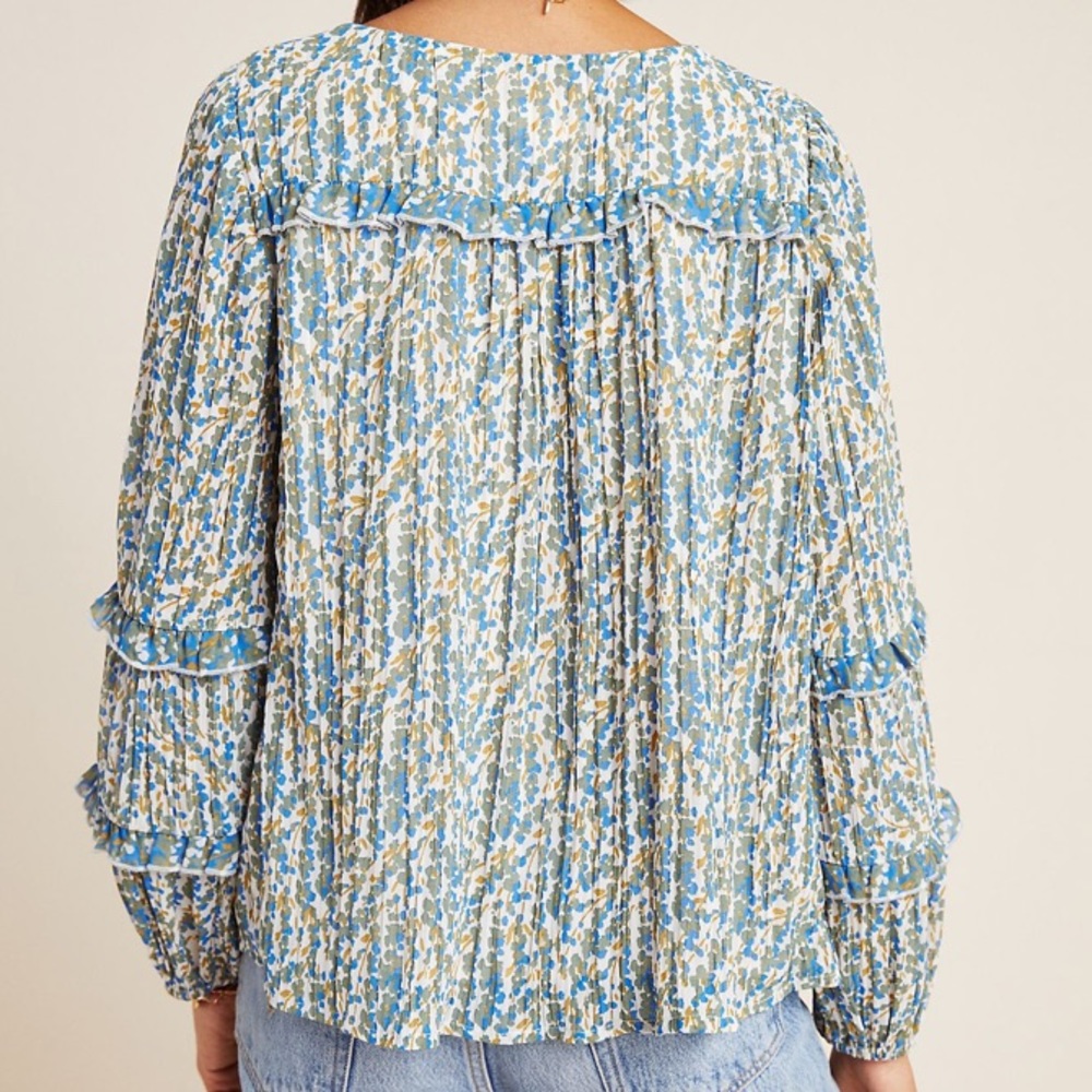 Anthropologie Maeve Pleated Blouse Size Large - Picture 2 of 5